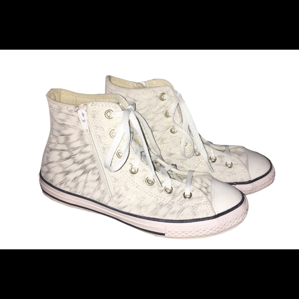 Converse Leather High Tops White & Gold
